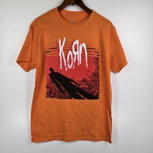 Korn Men's Size Medium Orange Red Short Sleeve T Shirt
